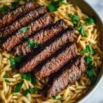Flank Steak with Creamy Sun-Dried Tomato Orzo Recipe