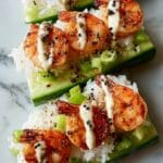 Shrimp Avocado Cucumber Boats with Spicy Mayo Recipe