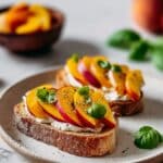 Fresh Peach Bruschetta with Mozzarella and Basil Recipe