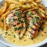 Spicy Creamy Garlic Parmesan Chicken Fillet with Fries Recipe