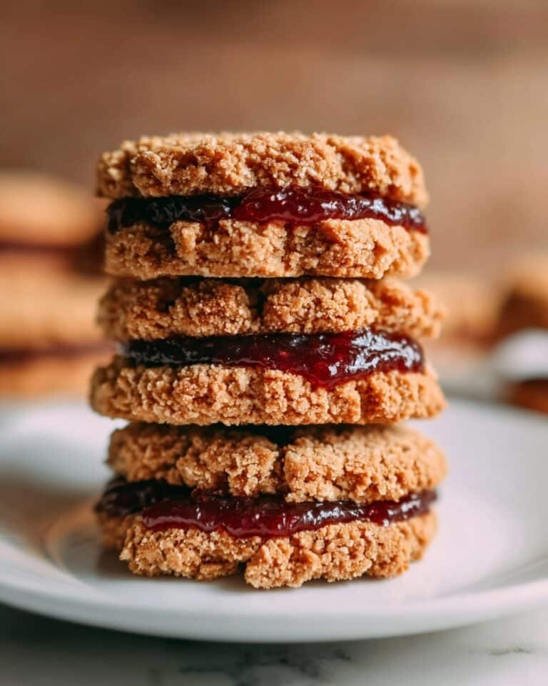 Healthy Flourless Peanut Butter & Jelly Cookie Sandwiches Recipe