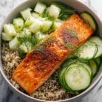 Spiced Salmon Bowl with Quinoa and Cucumber-Dill Salad Recipe