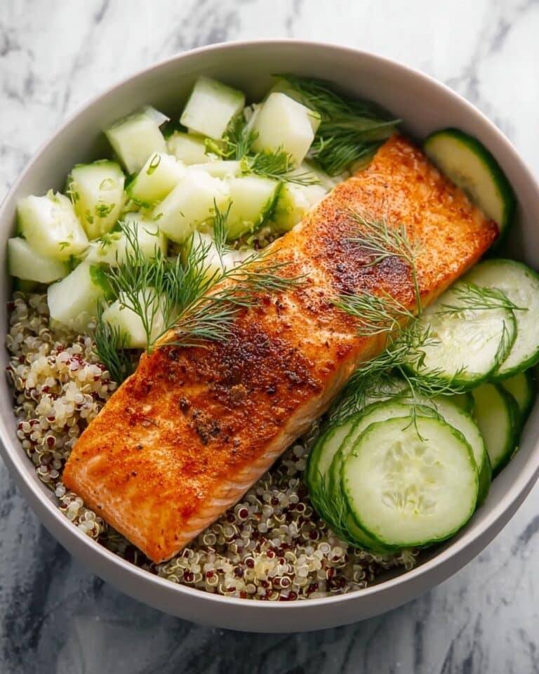 Spiced Salmon Bowl with Quinoa and Cucumber-Dill Salad Recipe