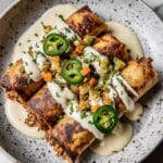 Cheesy Pumpkin Taquitos with Roasted Jalapeño Pepita Crema Recipe