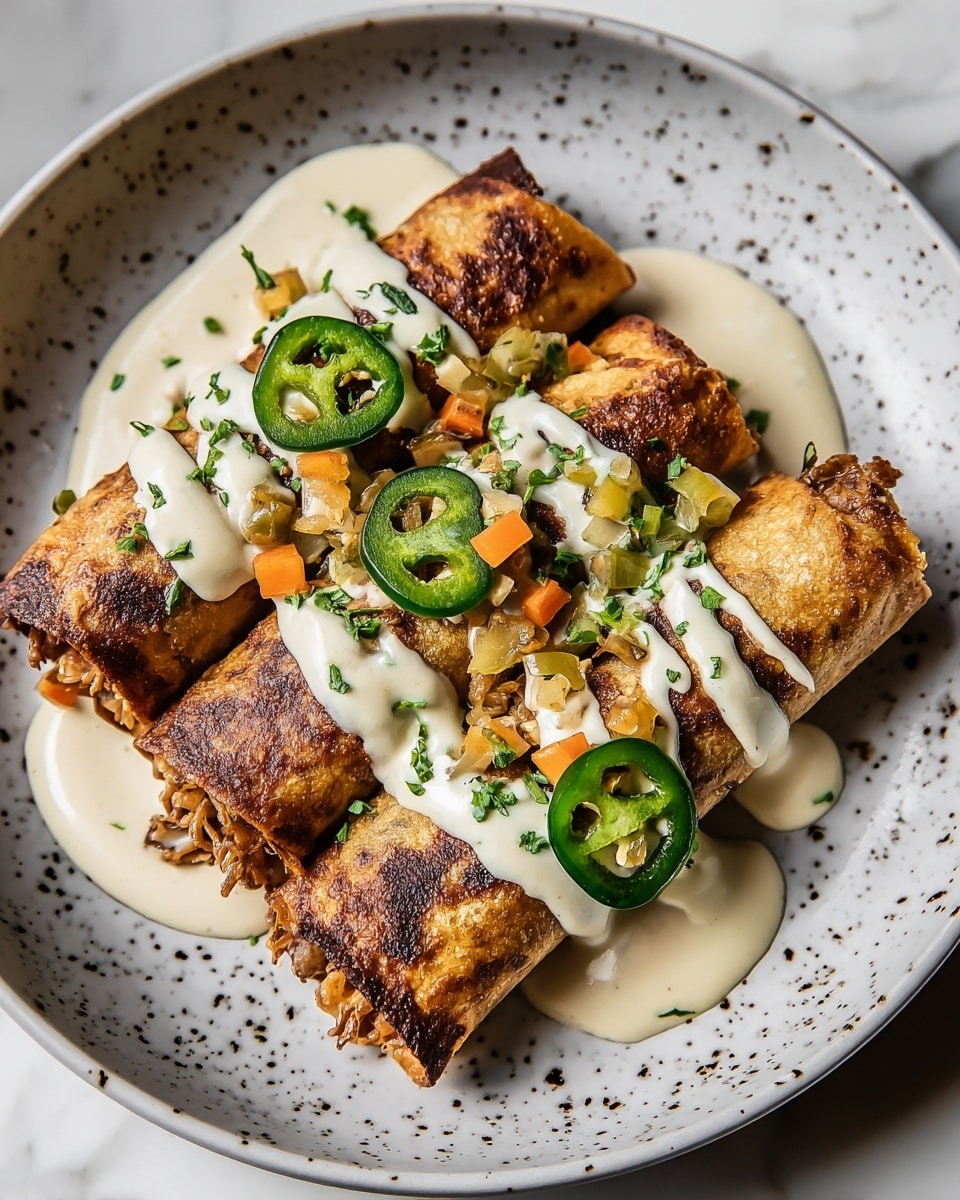 Cheesy Pumpkin Taquitos with Roasted Jalapeño Pepita Crema Recipe