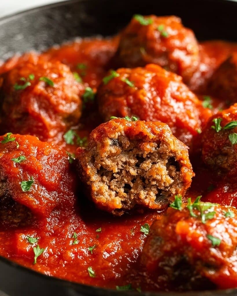 Ground Beef Meatballs in Rich Tomato Sauce Recipe