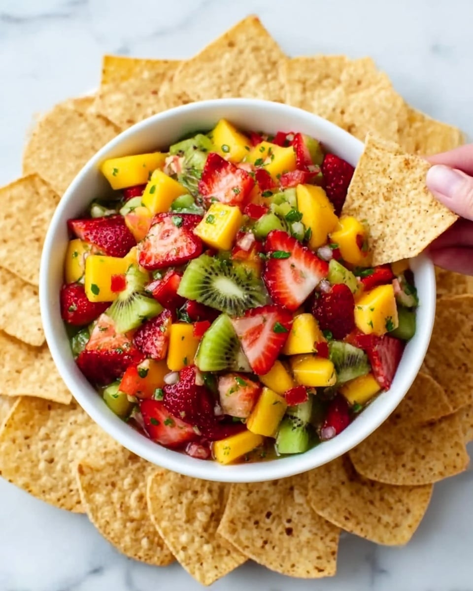 Strawberry Mango Salsa with Cinnamon-Sugar Tortilla Chips Recipe - Recipe Image