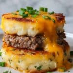 Cheesy Beef Stuffed Potato Cakes Recipe