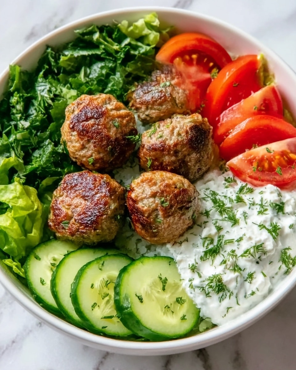Greek Chicken Meatballs with Tzatziki and Fresh Vegetables Recipe - Recipe Image