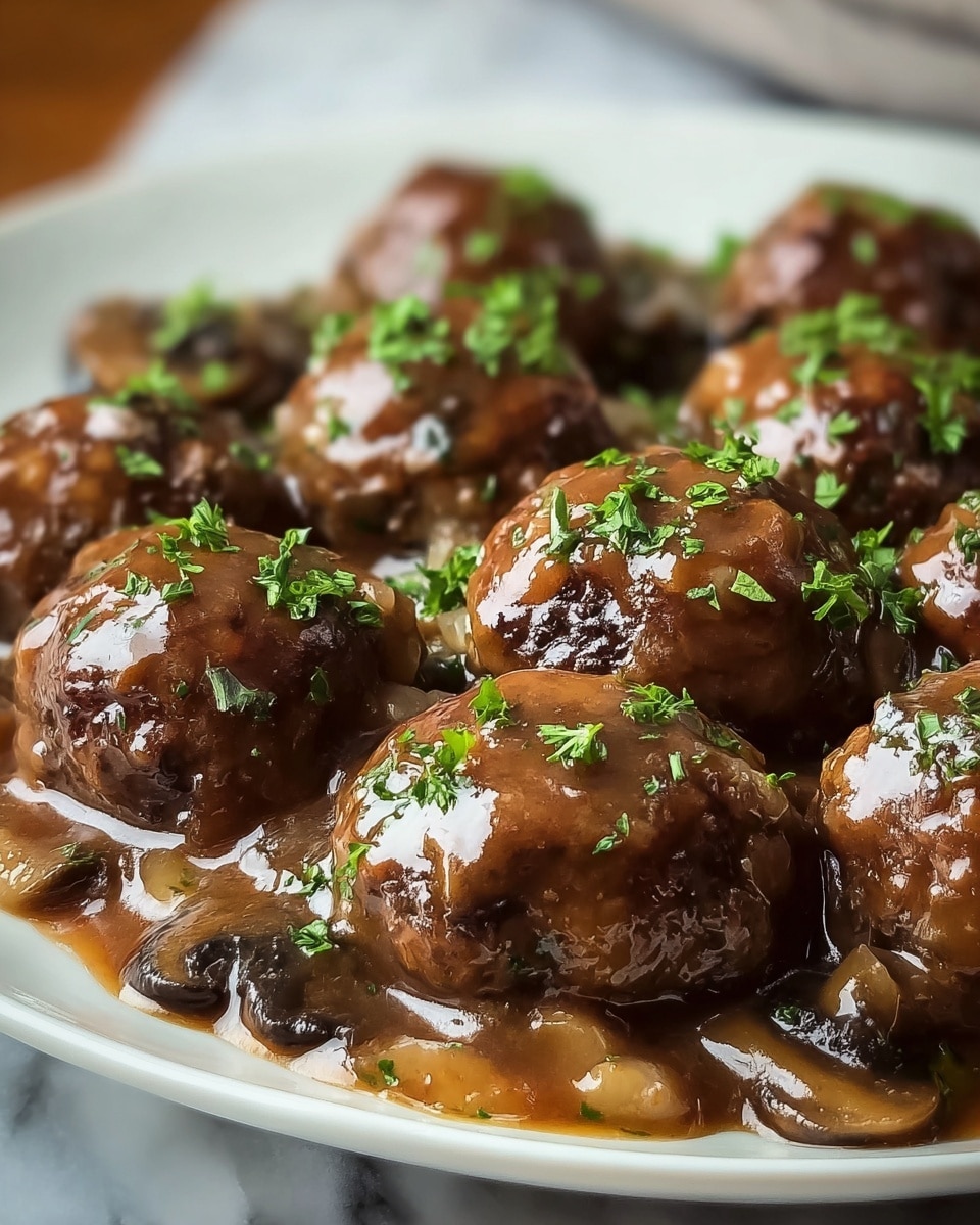 Savory Beef Meatballs in Mushroom Sauce Recipe - Recipe Image