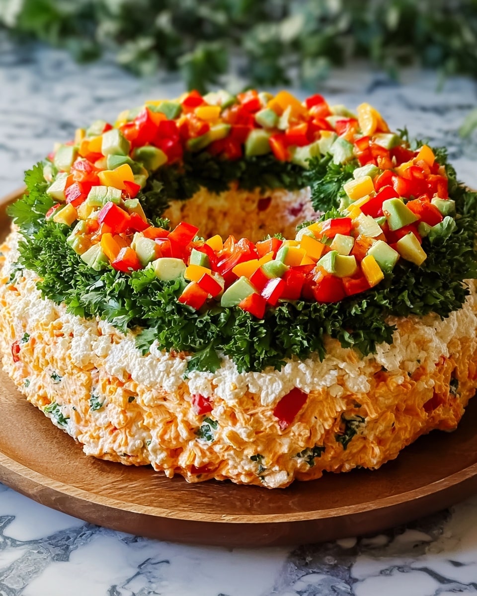 Christmas Taco Cheese Ball Wreath Recipe - Recipe Image