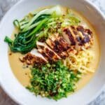 Fiery Chicken Ramen with Creamy Garlic Sauce Recipe