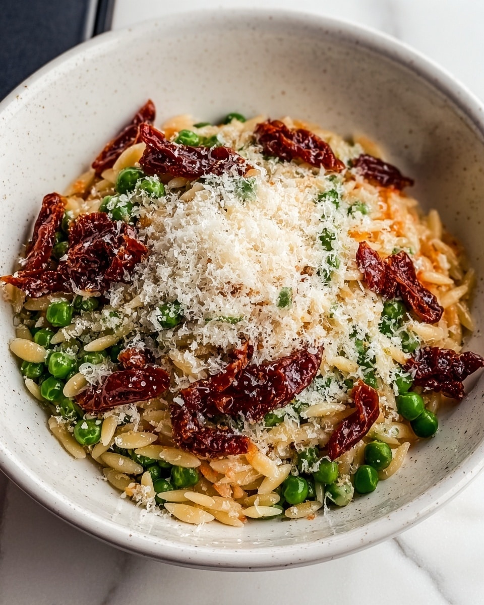 Spring Sun-Dried Tomato Orzotto with Asparagus and Snap Peas Recipe - Recipe Image