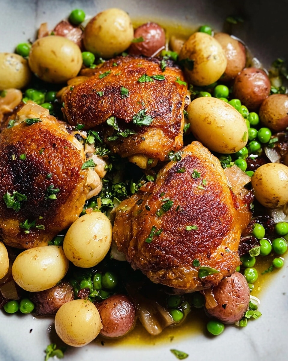 Crispy Chicken Thighs Over Vinegar Beans Recipe - Recipe Image