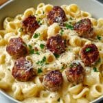 Garlic Butter Sausage Bites with Creamy Parmesan Pasta Recipe