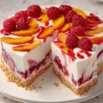 Summer Bliss Peach and Raspberry Cheesecake Delight Recipe