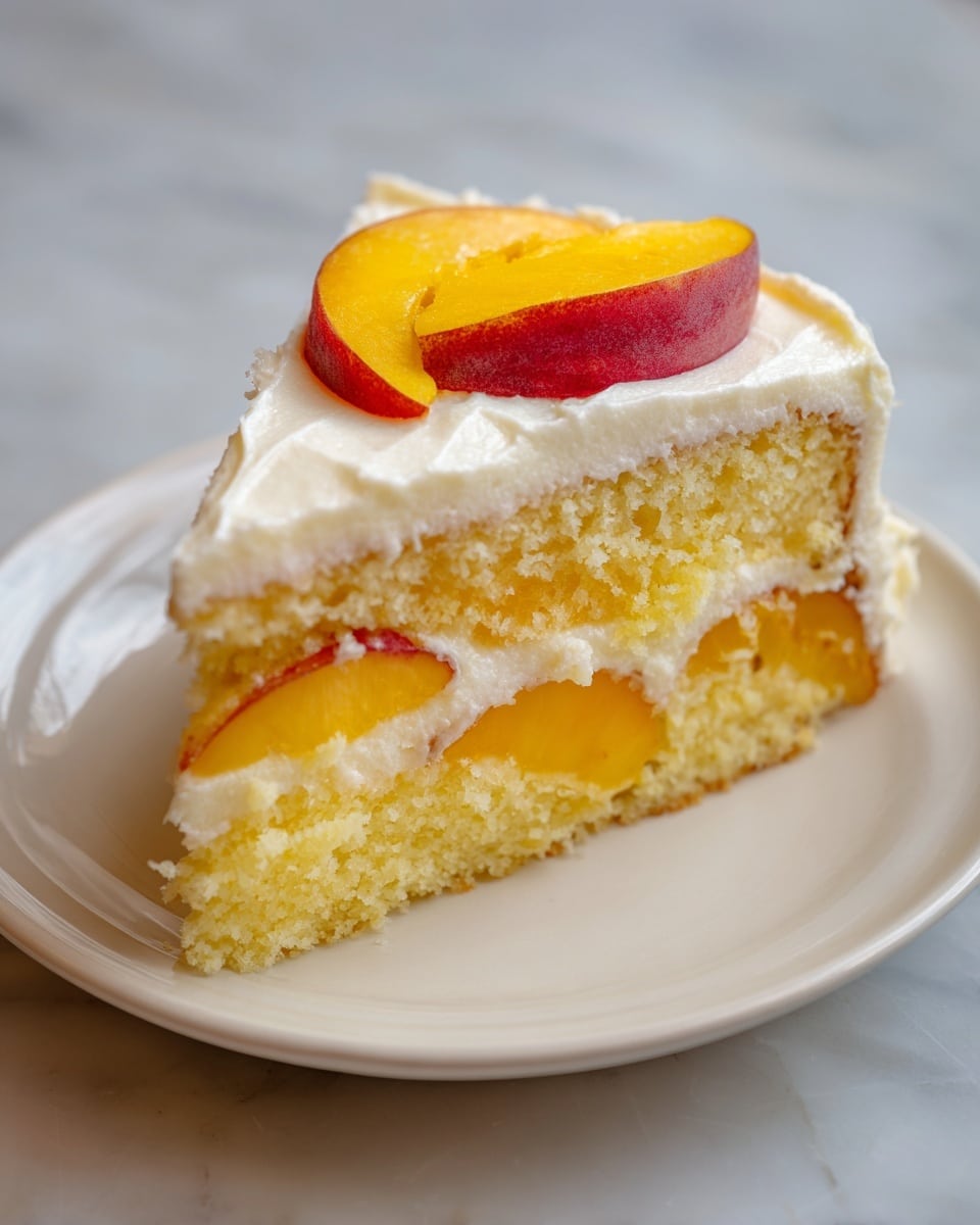 Peach Cake with Brown Sugar Frosting Recipe - Recipe Image