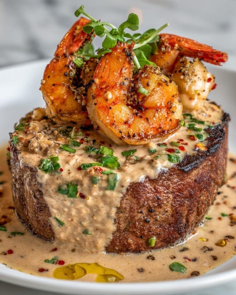 Filet Mignon with Shrimp and Lobster Cream Sauce Recipe
