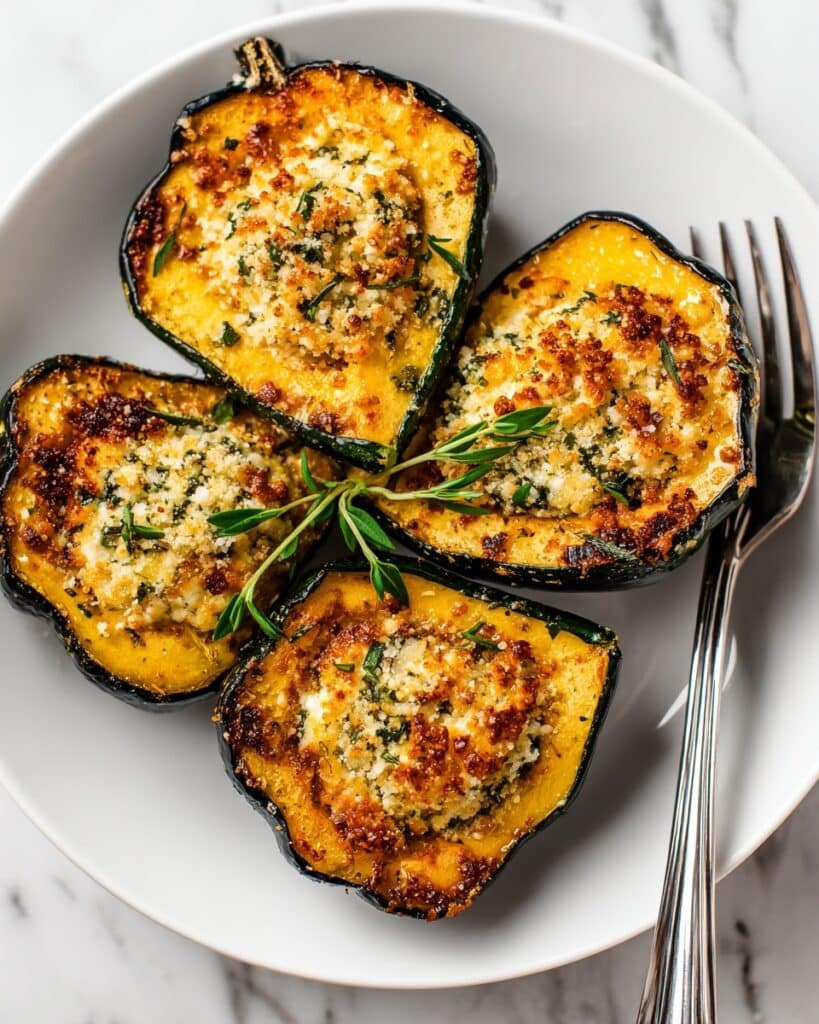 Parmesan Herb Roasted Acorn Squash Recipe