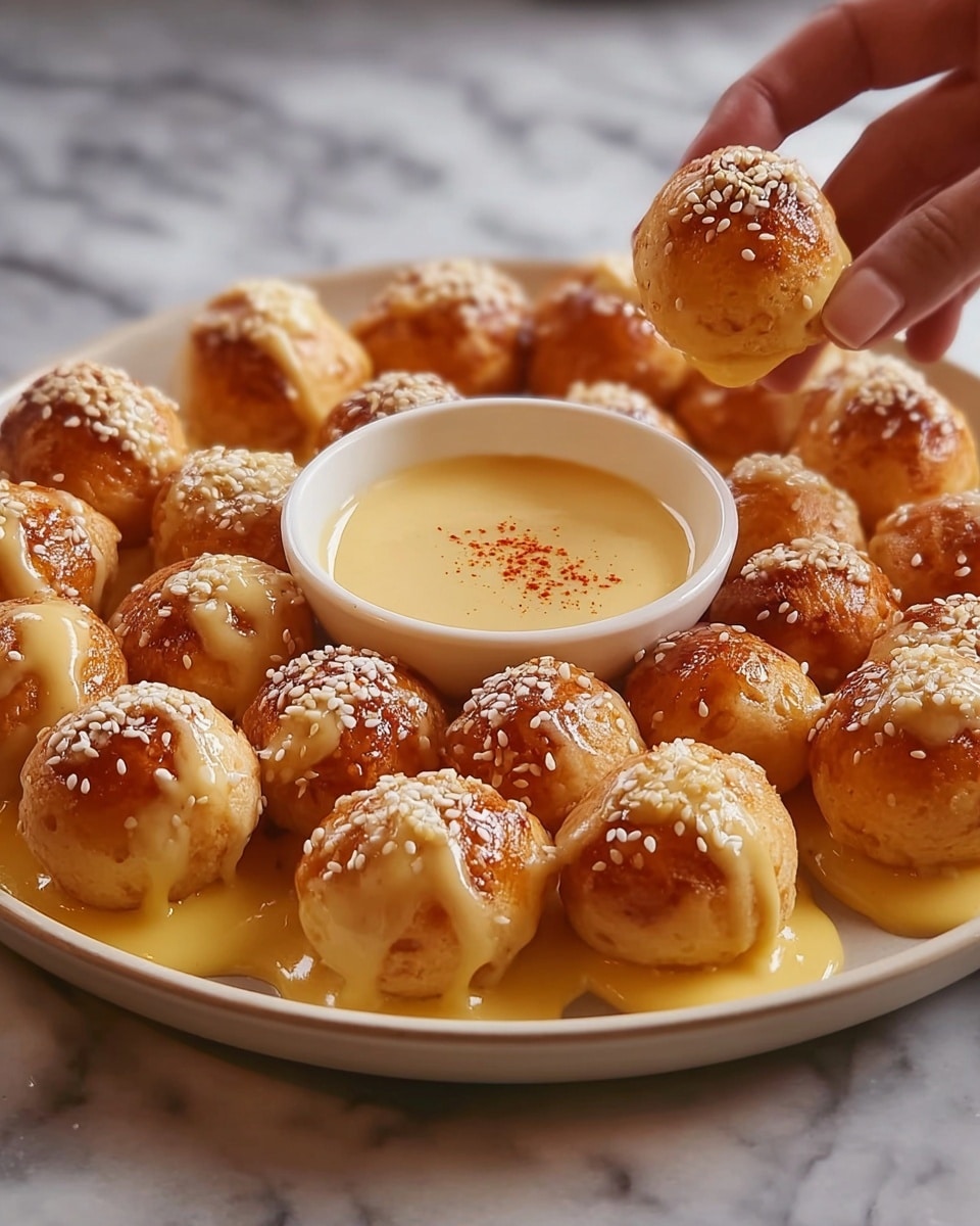 Pretzel Bites with Cheddar Cheese Sauce Recipe 6 Pretzel Bites with Cheddar Cheese Sauce Recipe - Recipe Image