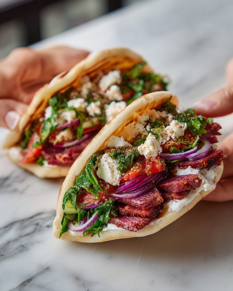 Lamb Gyros with Warm Pita and Toppings Recipe