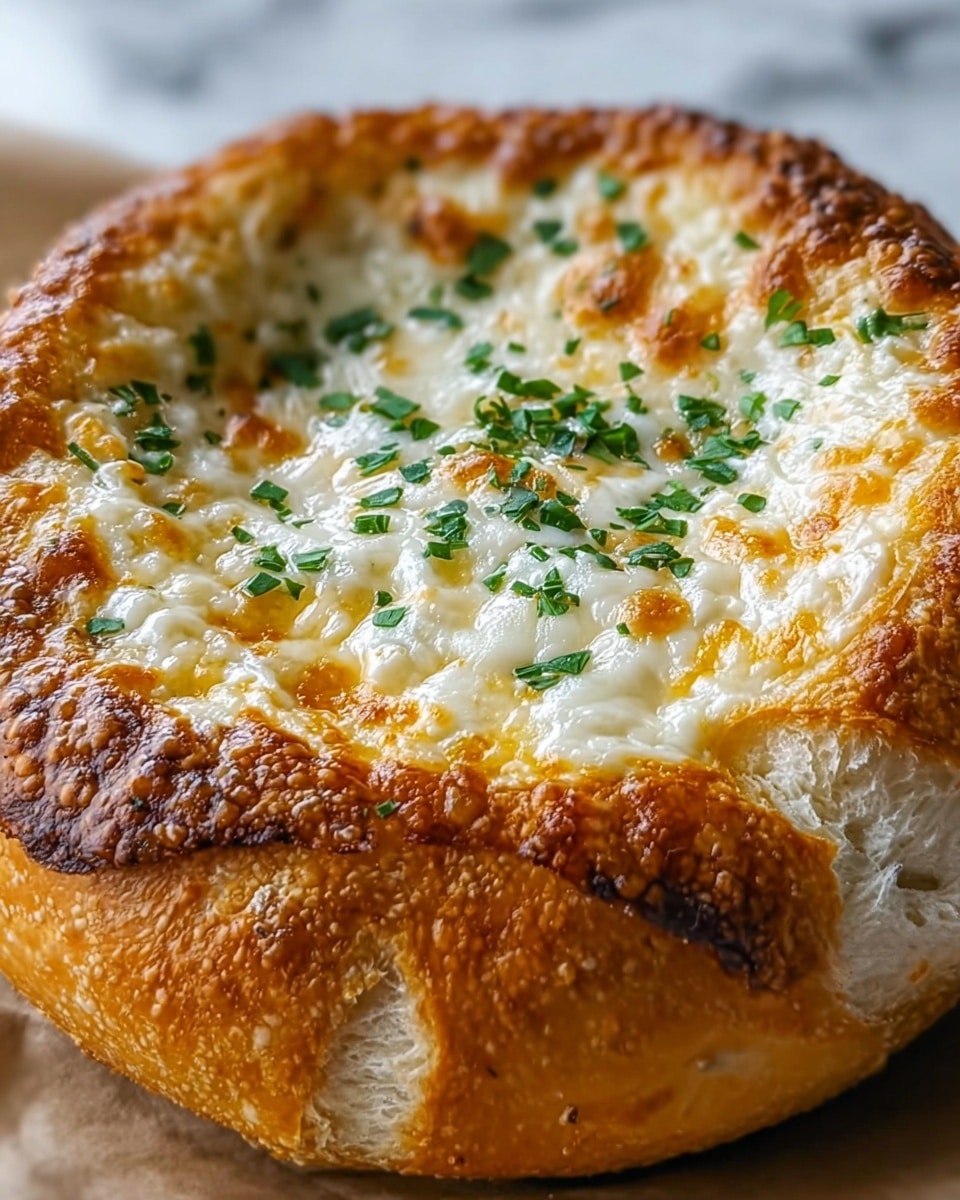 Loaded Triple-Cheese Garlic Bread Bowls Recipe 6 Loaded Triple-Cheese Garlic Bread Bowls Recipe - Recipe Image