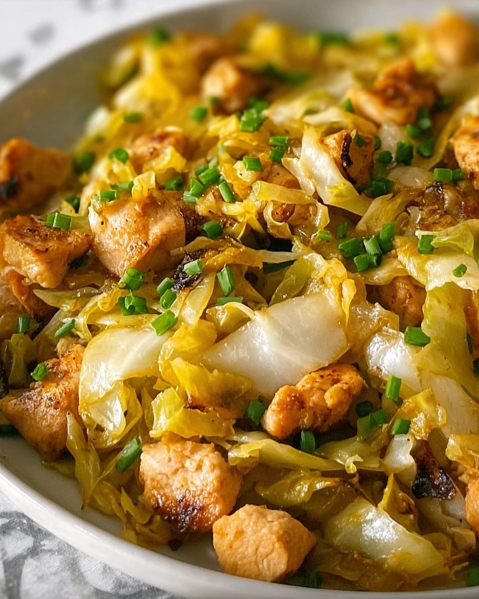 Irresistibly Easy Sautéed Garlic Cabbage with Tender Chicken Recipe - Recipe Image