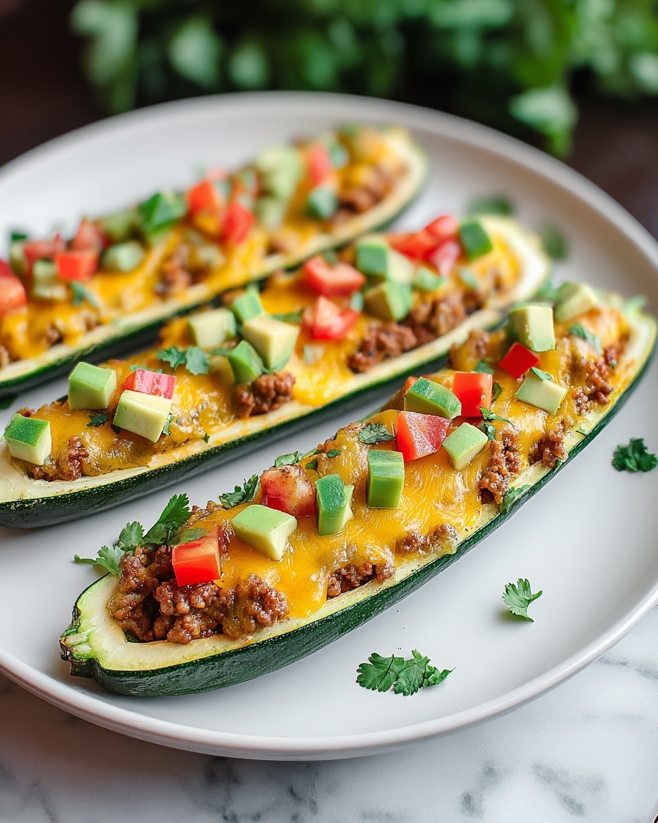 Ground Turkey Taco Stuffed Zucchini Boats Recipe - Recipe Image