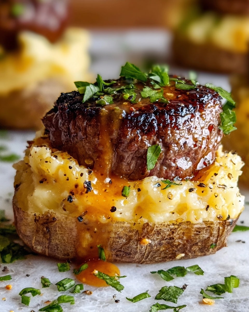 Hearty Steak Bites on Loaded Baked Potatoes Recipe - Recipe Image