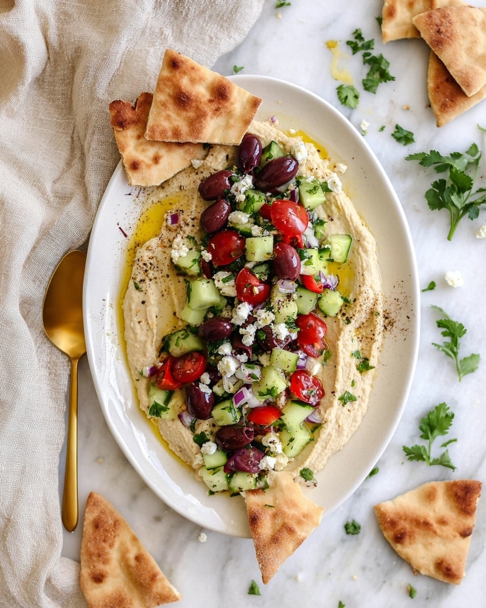 Loaded Hummus Dip with Greek Salad Toppings Recipe - Recipe Image