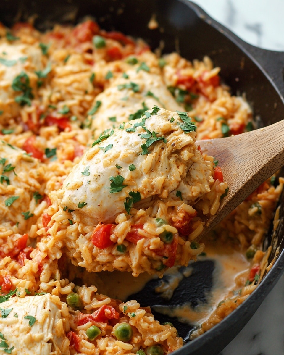 Easy One Pot Queso Chicken and Rice Recipe - Recipe Image