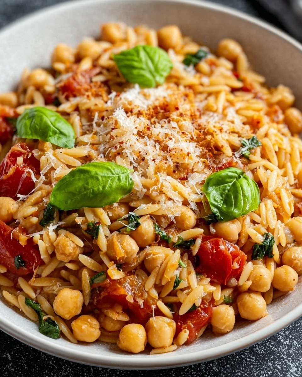 Creamy Tuscan Chickpeas & Orzo Recipe - Recipe Image