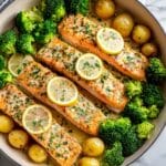 Lemon Butter Salmon with Crispy Potatoes and Broccoli Recipe