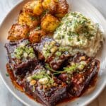 Garlic Butter Steak Bites with Cheesy Smashed Potatoes Recipe