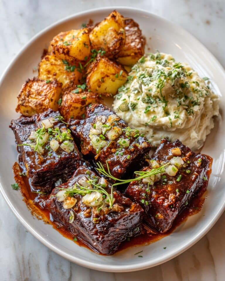 Garlic Butter Steak Bites with Cheesy Smashed Potatoes Recipe