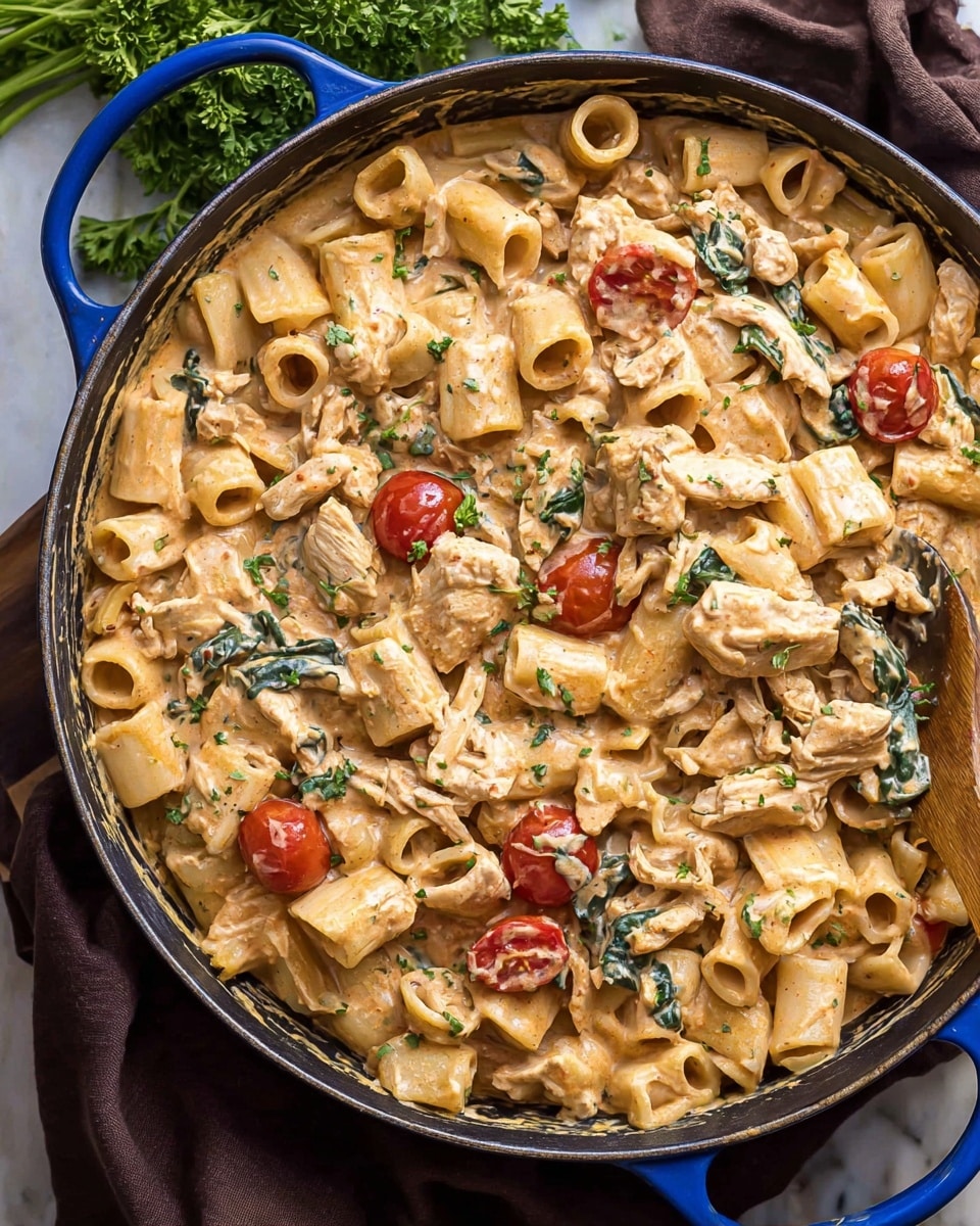 Creamy Tuscan Chicken Pasta with Sun-Dried Tomatoes and Spinach Recipe - Recipe Image