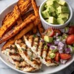Chicken with Sweet Potato Fries & Avocado Salsa Recipe