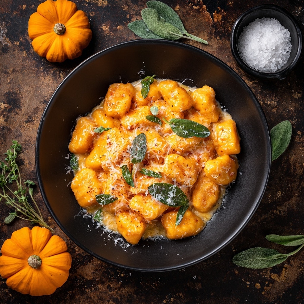 Pumpkin Sage Gnocchi with Brown Butter Sauce and Crispy Sage Recipe - Recipe Image