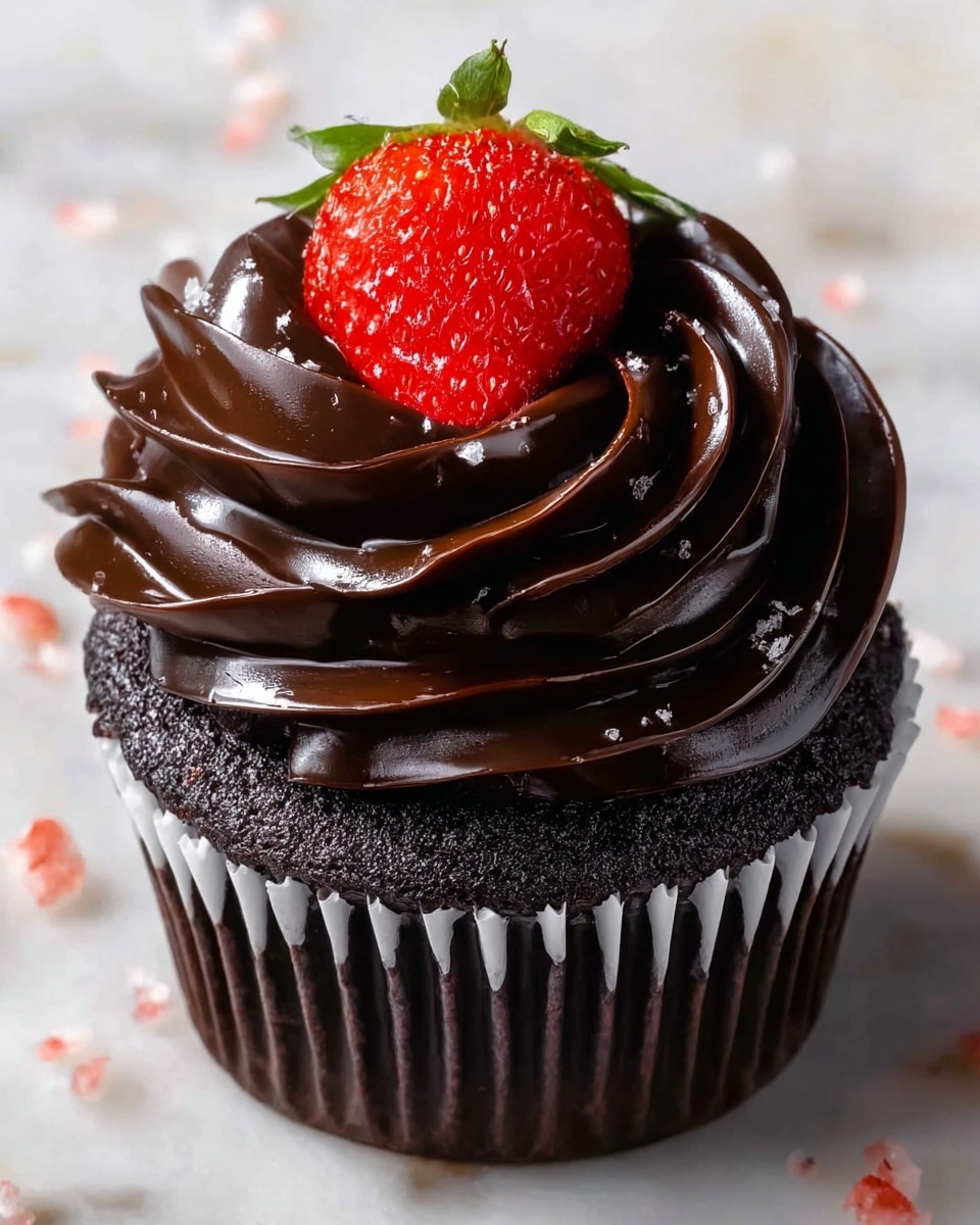 Chocolate-Covered Strawberry Cupcakes Recipe - Recipe Image