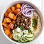 Ground Beef Bowls with Roasted Sweet Potatoes and Fresh Toppings Recipe