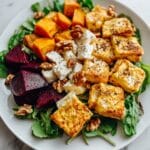 Creamy Roasted Beet Salad with Sweet Potato and Feta Recipe