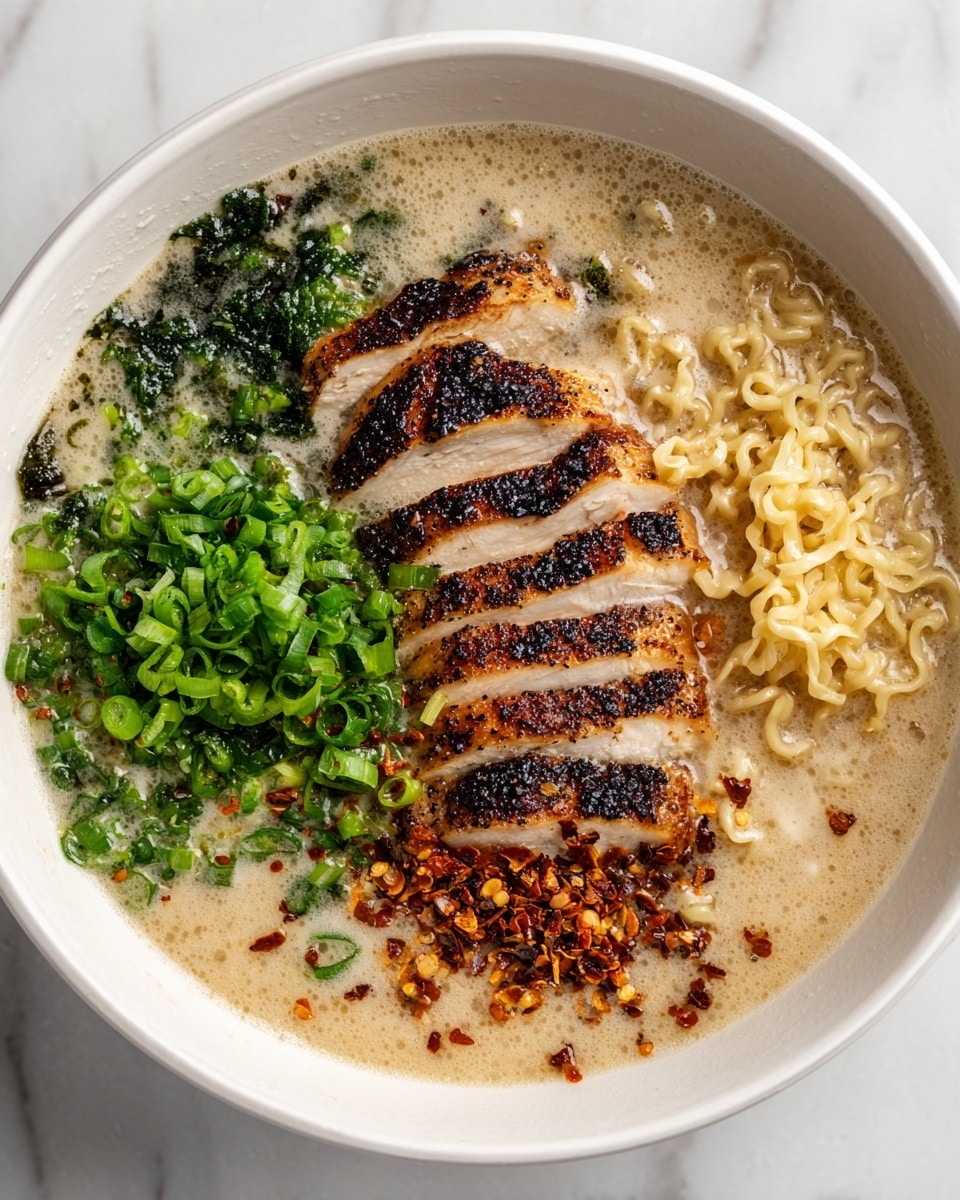 Fiery Chicken Ramen with Creamy Garlic Sauce Recipe - Recipe Image