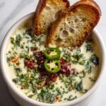 Spicy Jalapeño Popper Soup with Grilled Cheese Dippers Recipe