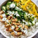 Greek Chicken Bowls with Creamy Tahini Feta Sauce Recipe