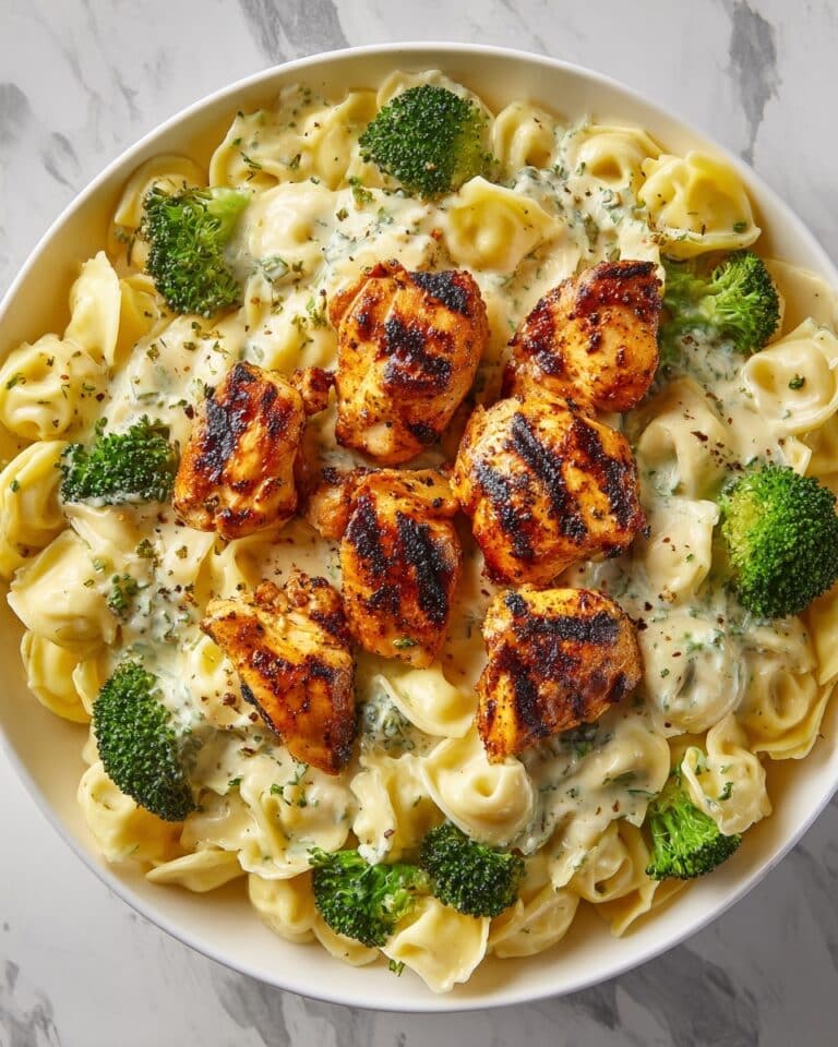 Creamy Garlic Parmesan Tortellini with Chicken & Broccoli Recipe
