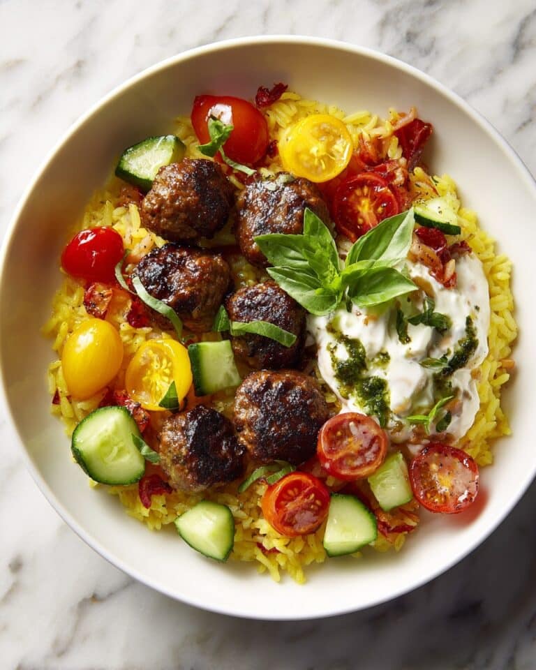 Mediterranean Bowl with Ground Turkey Meatballs Recipe