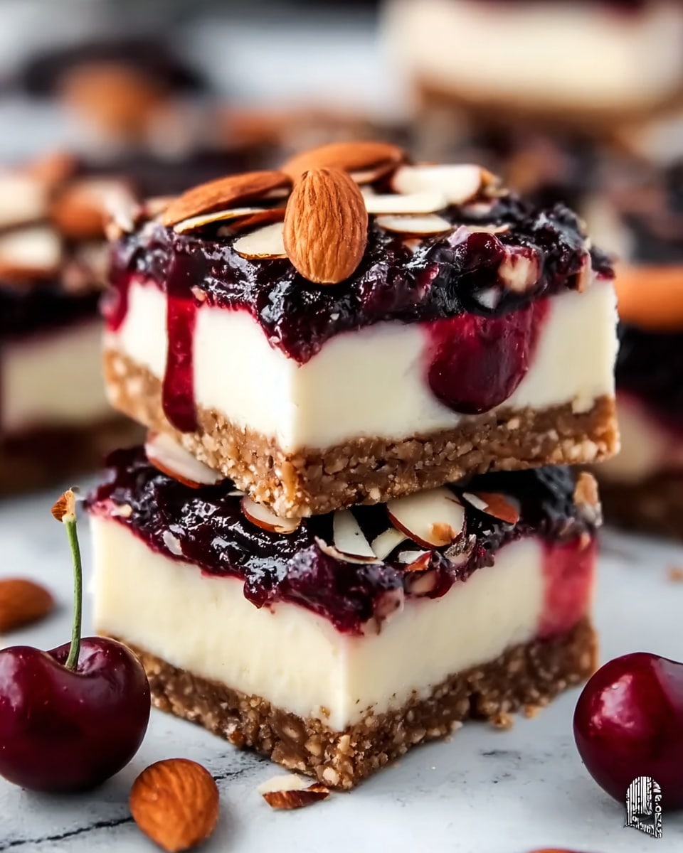 Cherry Almond Cheesecake Bars Recipe - Recipe Image