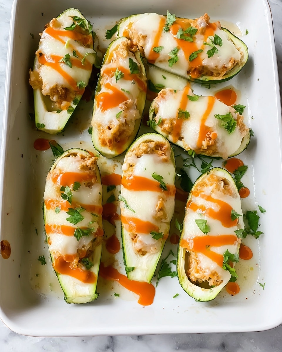 Buffalo Chicken Zucchini Boats Recipe - Recipe Image