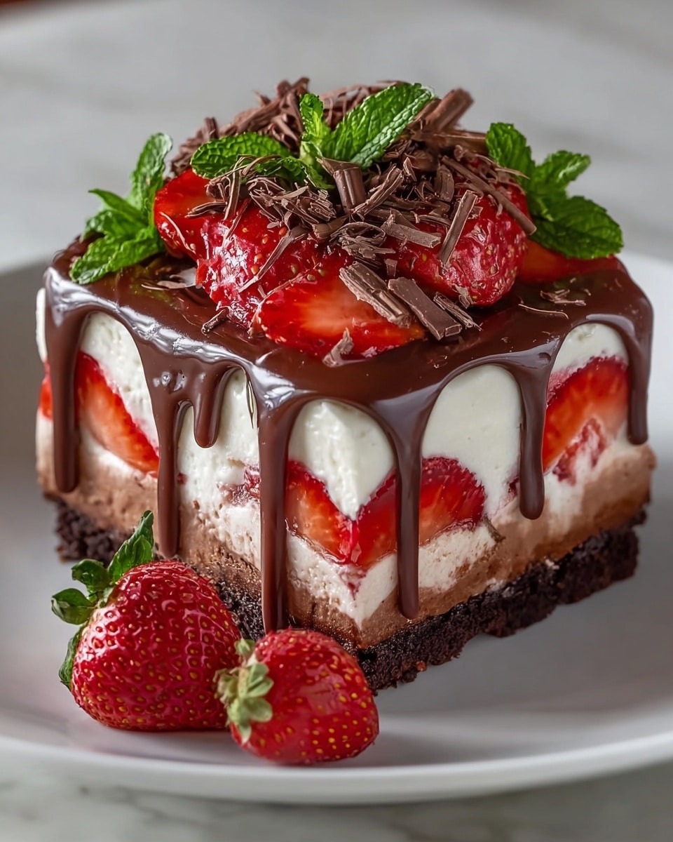 Decadent Strawberry Chocolate Fantasy Ice Cream Cake Recipe - Recipe Image