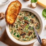 Creamy Parmesan Mushroom and Spinach Tortellini Soup Recipe